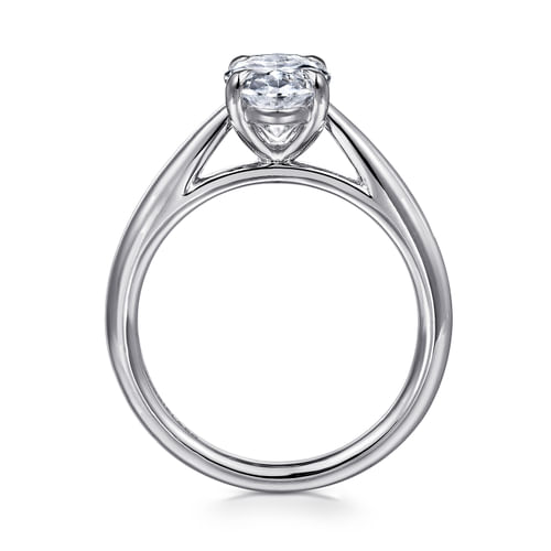 14K White Gold Oval Diamond Engagement Ring