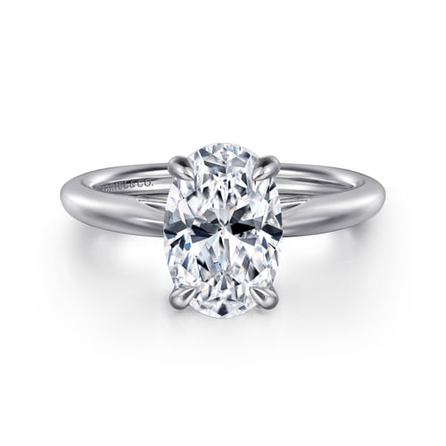14K White Gold Oval Diamond Engagement Ring