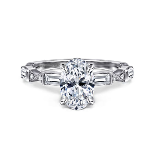 14K White Gold Oval Diamond Engagement Ring