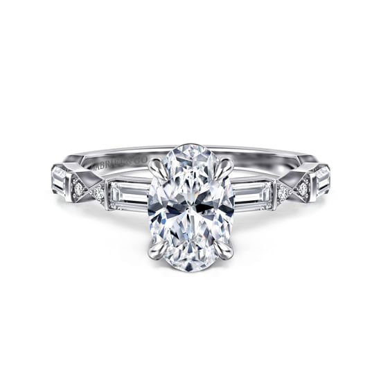 Gabriel - 14K White Gold Oval Diamond Engagement Ring