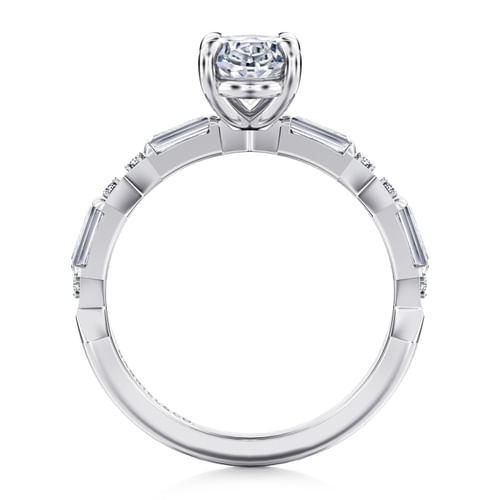 14K White Gold Oval Diamond Engagement Ring