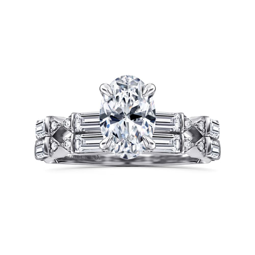 14K White Gold Oval Diamond Engagement Ring