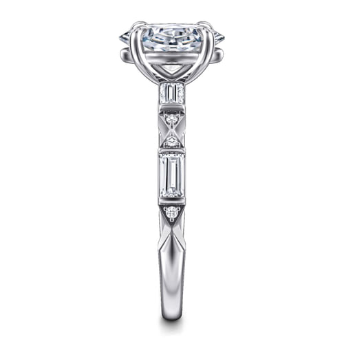 14K White Gold Oval Diamond Engagement Ring