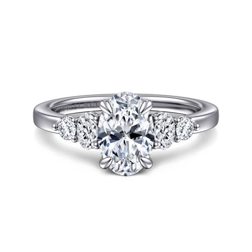 14K White Gold Oval Diamond Engagement Ring