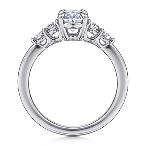 14K White Gold Oval Diamond Engagement Ring