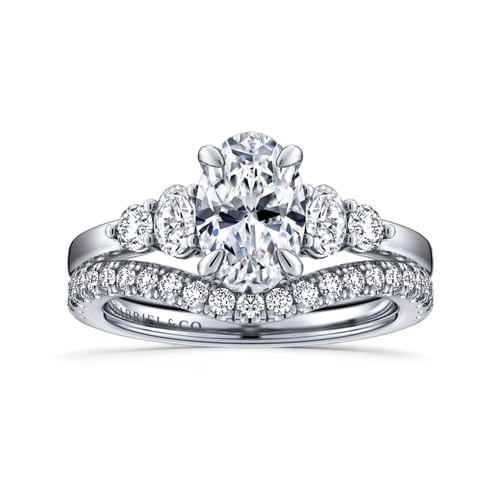14K White Gold Oval Diamond Engagement Ring