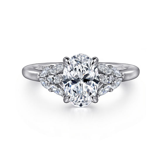Gabriel - 14K White Gold Oval Diamond Engagement Ring