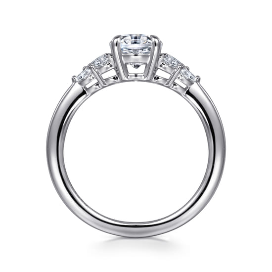14K White Gold Oval Diamond Engagement Ring angle 2