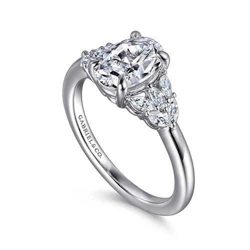 14K White Gold Oval Diamond Engagement Ring