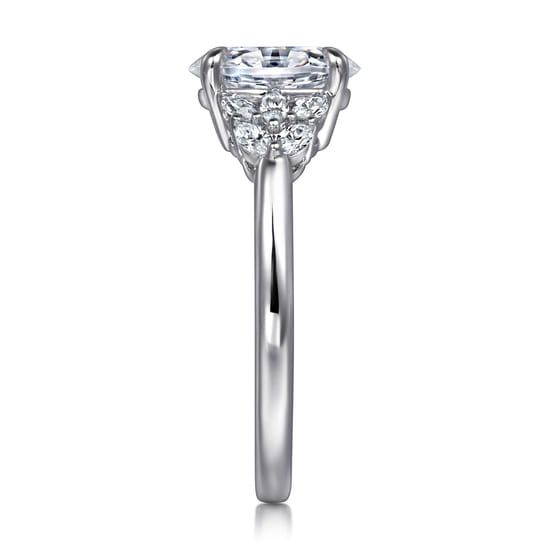 14K White Gold Oval Diamond Engagement Ring angle 5