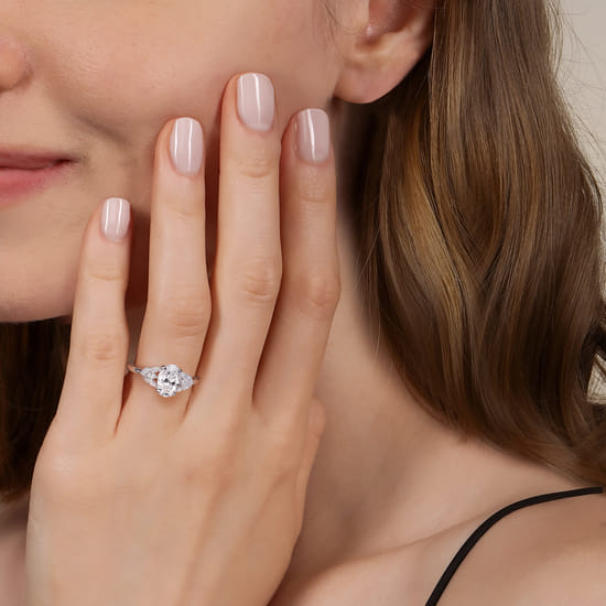 14K White Gold Oval Diamond Engagement Ring angle 6