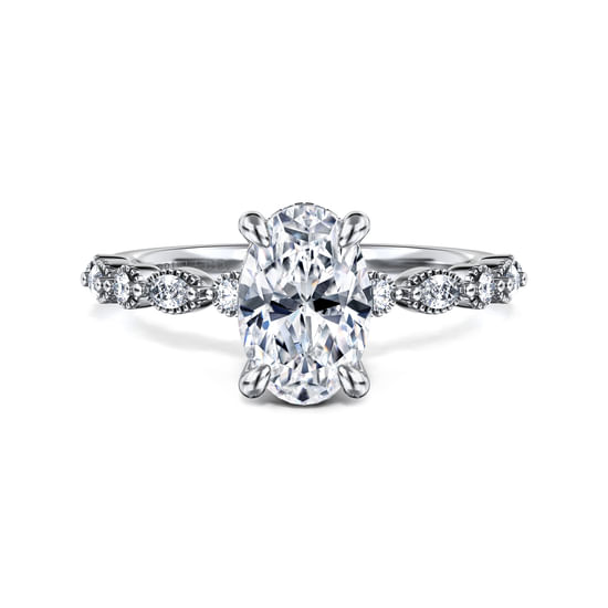 Gabriel - 14K White Gold Oval Diamond Engagement Ring