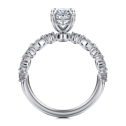 14K White Gold Oval Diamond Engagement Ring