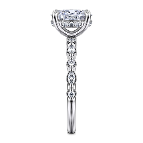 14K White Gold Oval Diamond Engagement Ring