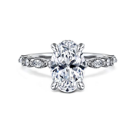 Gabriel - 14K White Gold Oval Diamond Engagement Ring