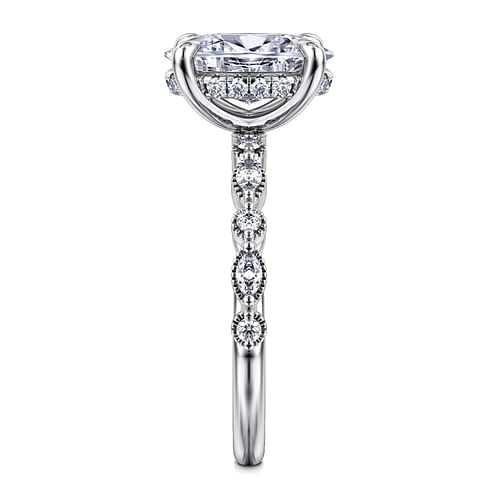 14K White Gold Oval Diamond Engagement Ring