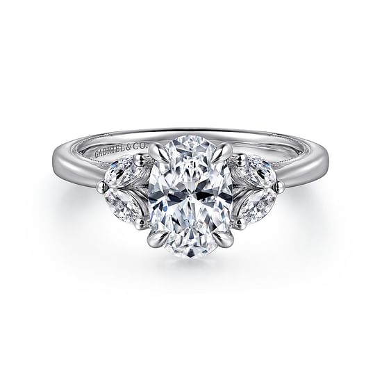 Gabriel - 14K White Gold Oval Diamond Engagement Ring