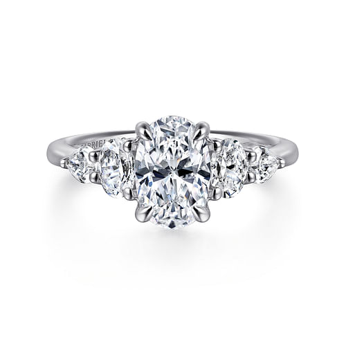 14K White Gold Oval Diamond Engagement Ring
