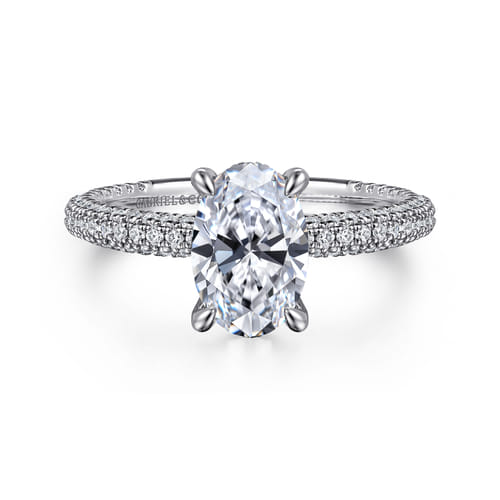 14K White Gold Oval Diamond Engagement Ring