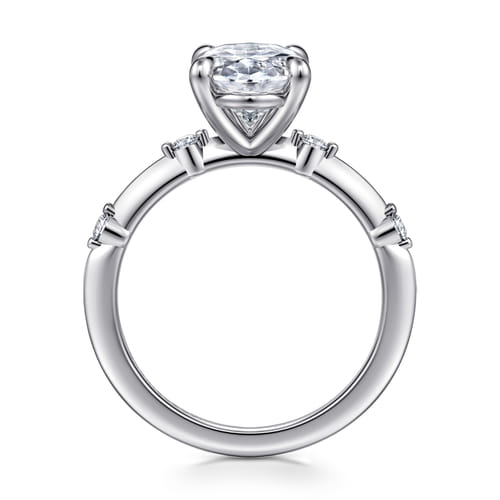14K White Gold Oval Diamond Engagement Ring