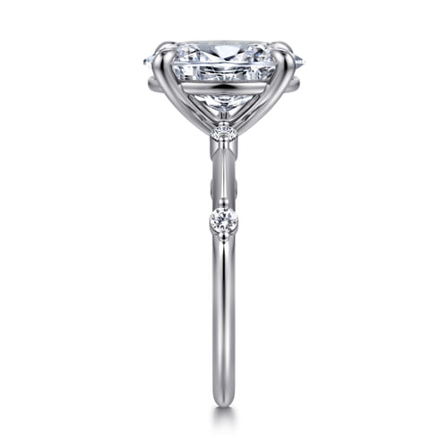 14K White Gold Oval Diamond Engagement Ring