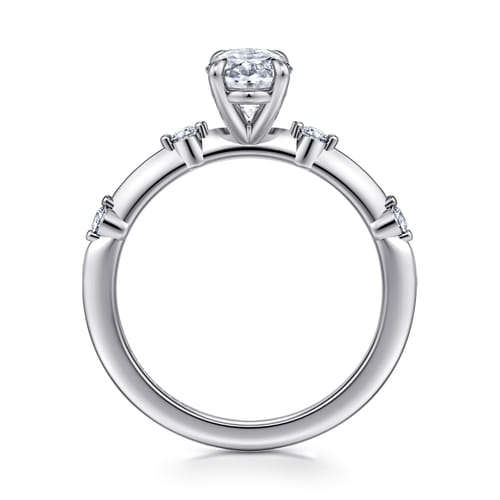 14K White Gold Oval Diamond Engagement Ring