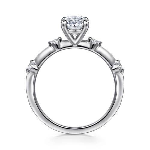 14K White Gold Oval Diamond Engagement Ring