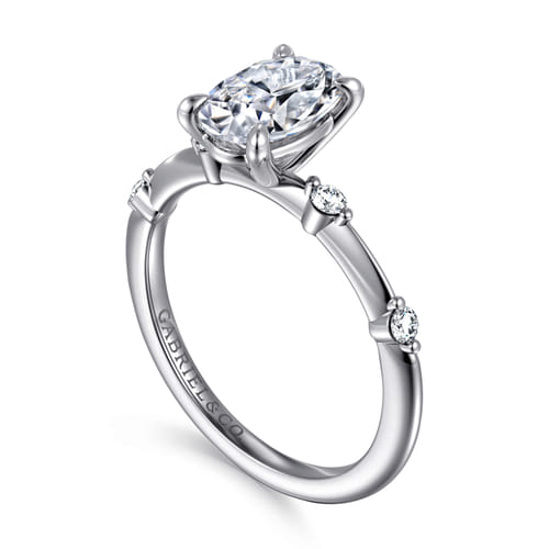 14K White Gold Oval Diamond Engagement Ring