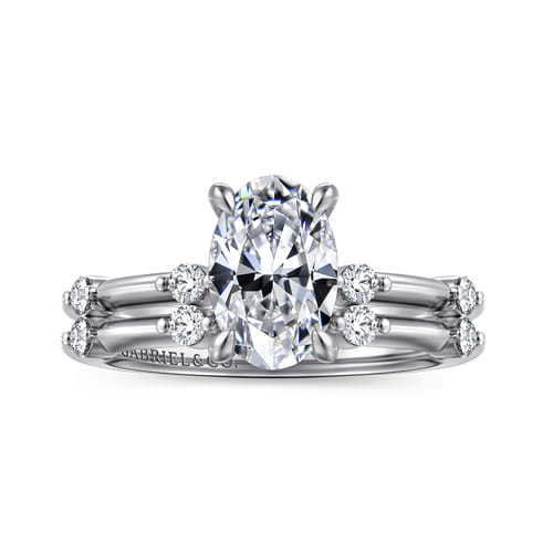 14K White Gold Oval Diamond Engagement Ring