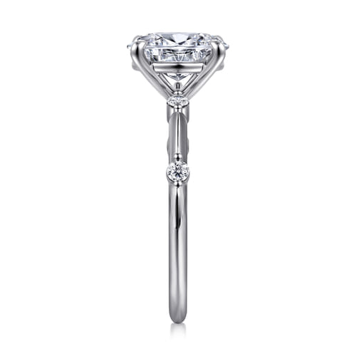 14K White Gold Oval Diamond Engagement Ring