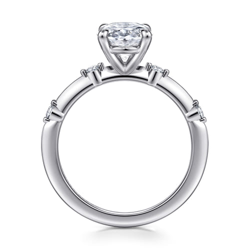 14K White Gold Oval Diamond Engagement Ring