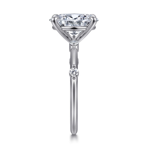 14K White Gold Oval Diamond Engagement Ring