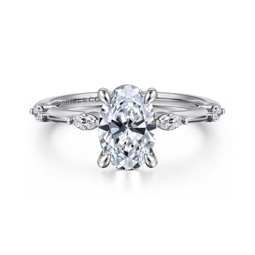 14K White Gold Oval Diamond Engagement Ring