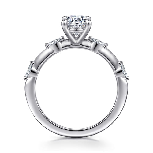 14K White Gold Oval Diamond Engagement Ring