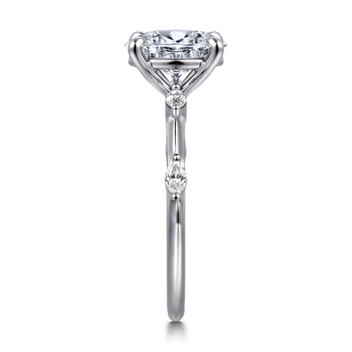 14K White Gold Oval Diamond Engagement Ring