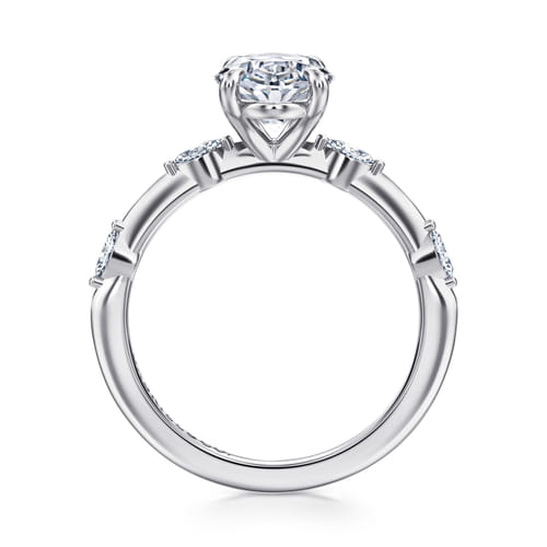 14K White Gold Oval Diamond Engagement Ring