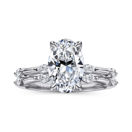14K White Gold Oval Diamond Engagement Ring