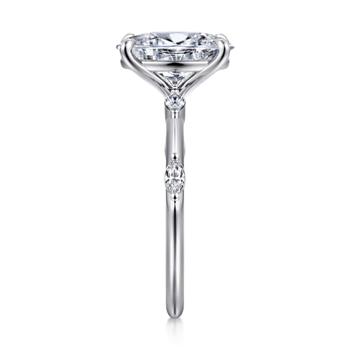 14K White Gold Oval Diamond Engagement Ring