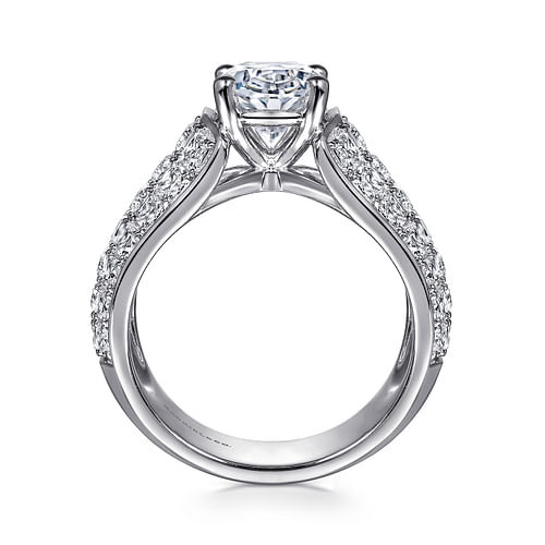 14K White Gold Oval Diamond Engagement Ring