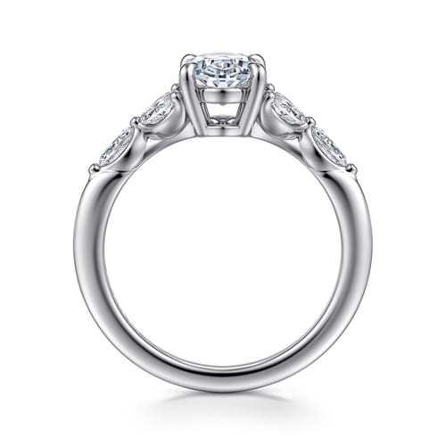 14K White Gold Oval Diamond Engagement Ring