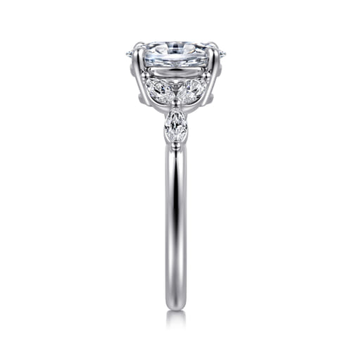 14K White Gold Oval Diamond Engagement Ring