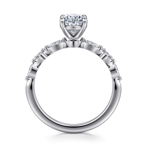 14K White Gold Oval Diamond Engagement Ring