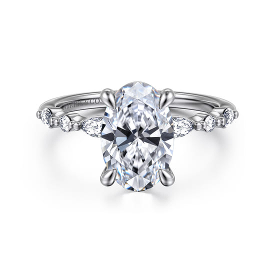 Gabriel - 14K White Gold Oval Diamond Engagement Ring