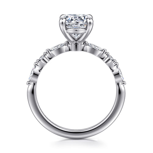 14K White Gold Oval Diamond Engagement Ring