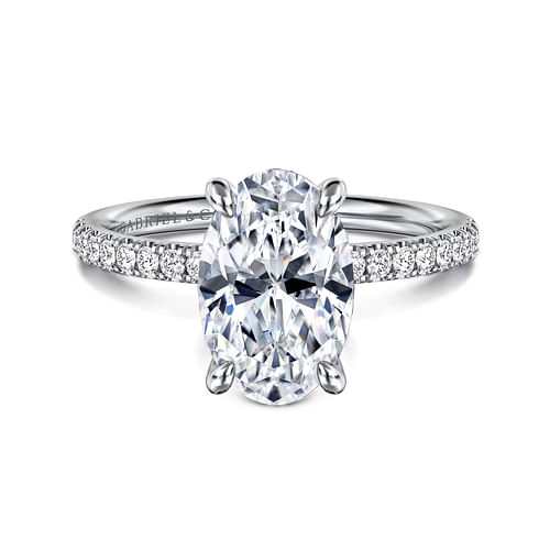 14K White Gold Oval Diamond Engagement Ring