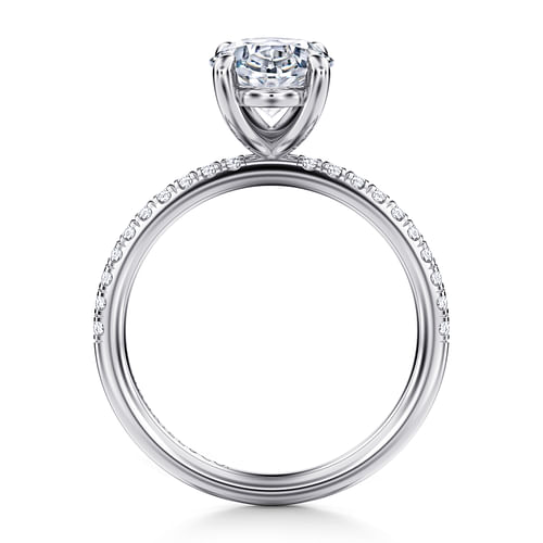 14K White Gold Oval Diamond Engagement Ring