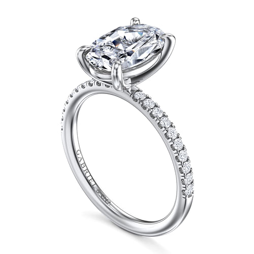 14K White Gold Oval Diamond Engagement Ring
