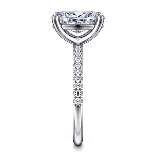 14K White Gold Oval Diamond Engagement Ring