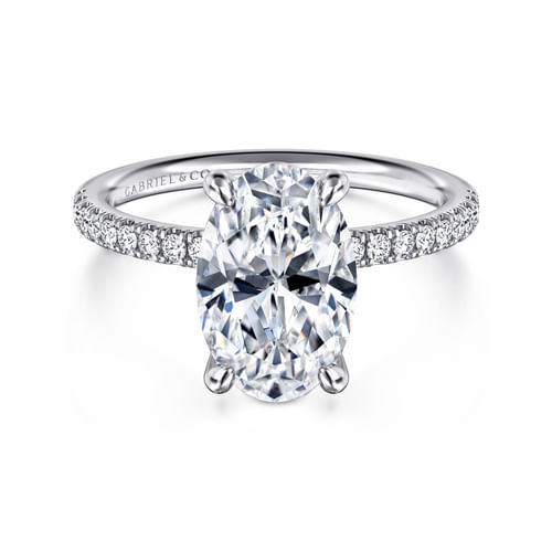 14K White Gold Oval Diamond Engagement Ring