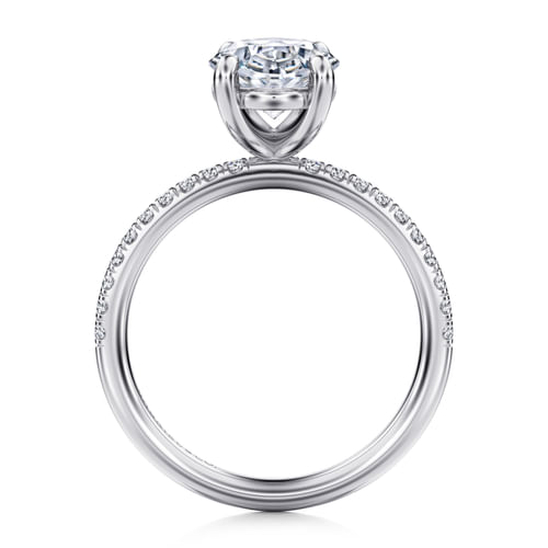 14K White Gold Oval Diamond Engagement Ring